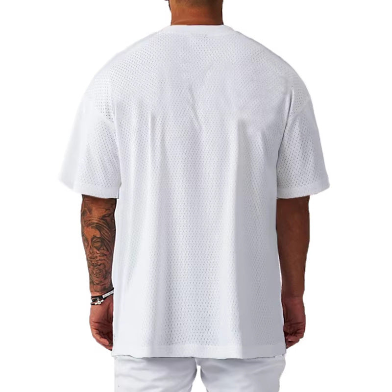 Loose Fit Mens Printed T-Shirt Gym Casual Short Sleeve Shirt
