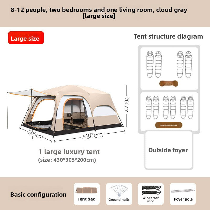Automatic Two Room Camping Tent for Family Outdoor Use