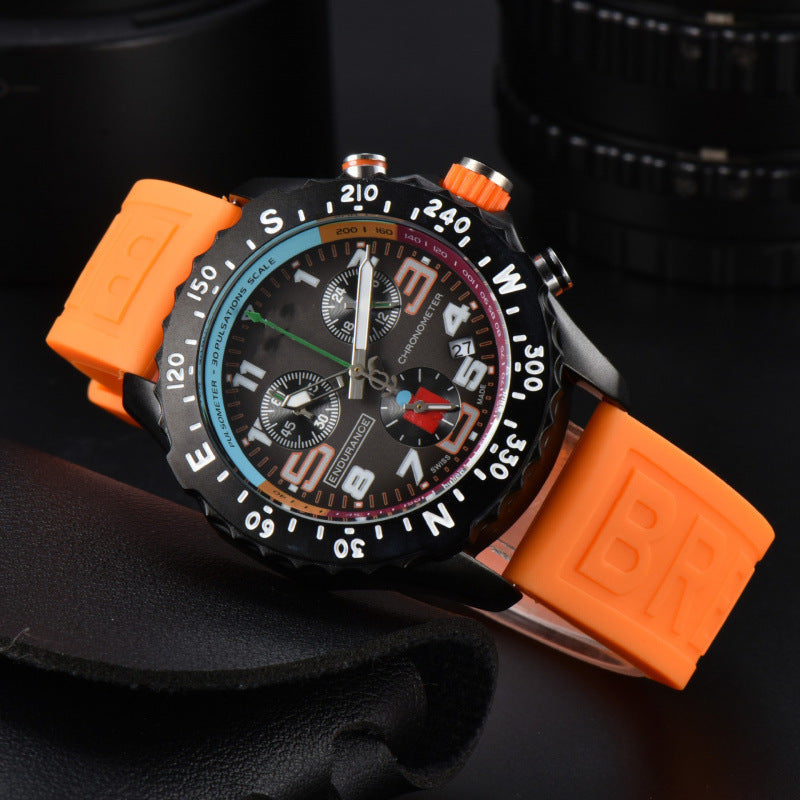 Men's Chronograph Quartz Watch with Silicone Band