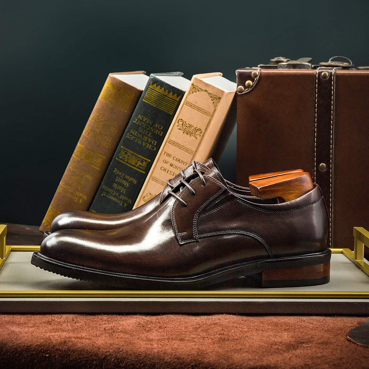 Mens Classic Derby Leather Shoes