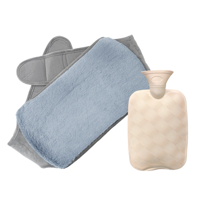 Cross-border in stock 2L water filling hot water bag imitation rabbit plush lengthened waist support filling warm belly PVC warm water bag
