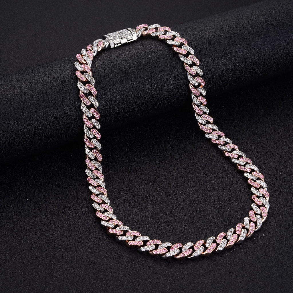 Hiphop Dual-Tone Diamond Necklace Bracelet