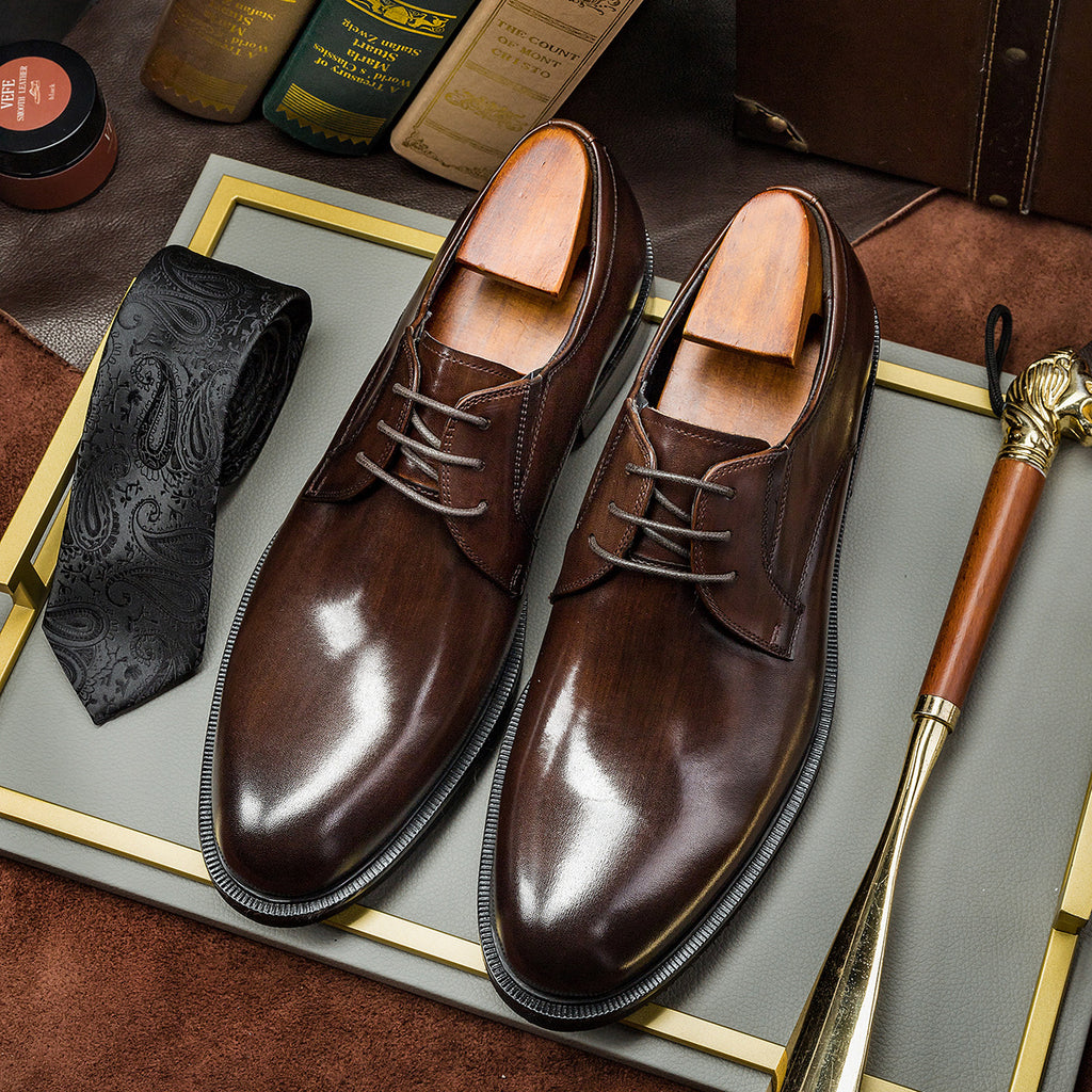 Mens Classic Derby Leather Shoes