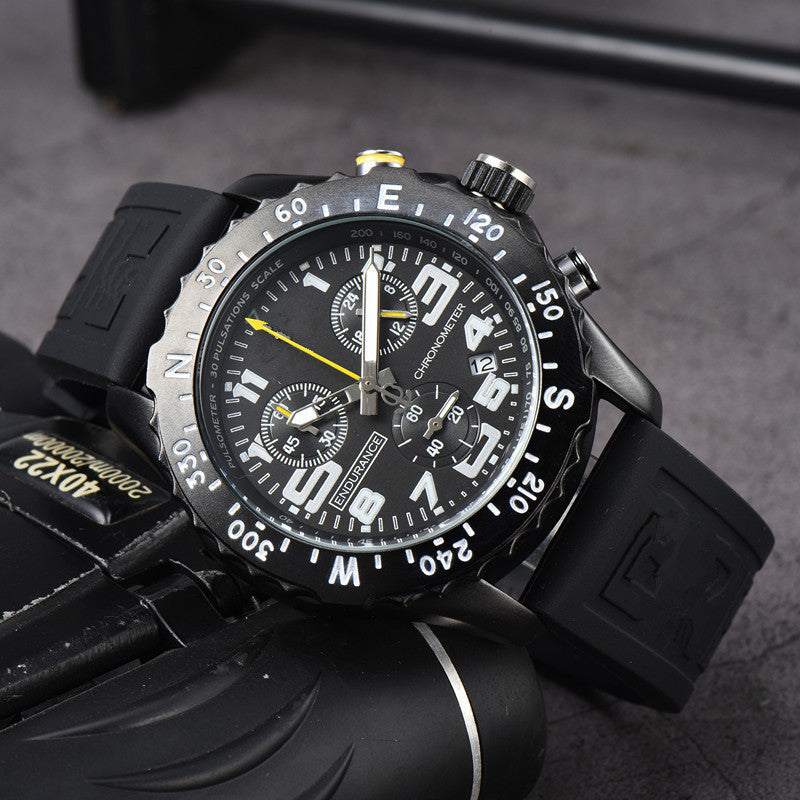 Men's Chronograph Quartz Watch with Silicone Band