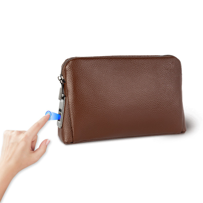 Smart Fingerprint Lock Leather Clutch Bag