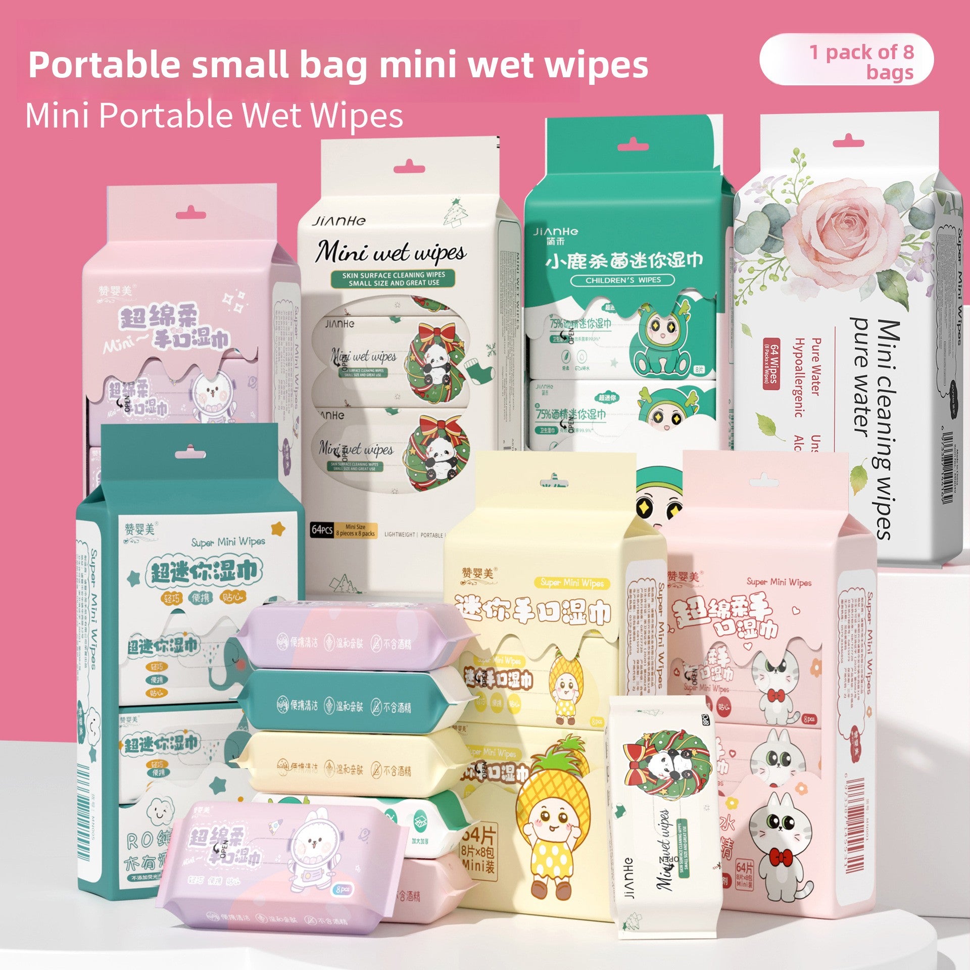 Mini Wet Wipes for Hand and Face Cleaning