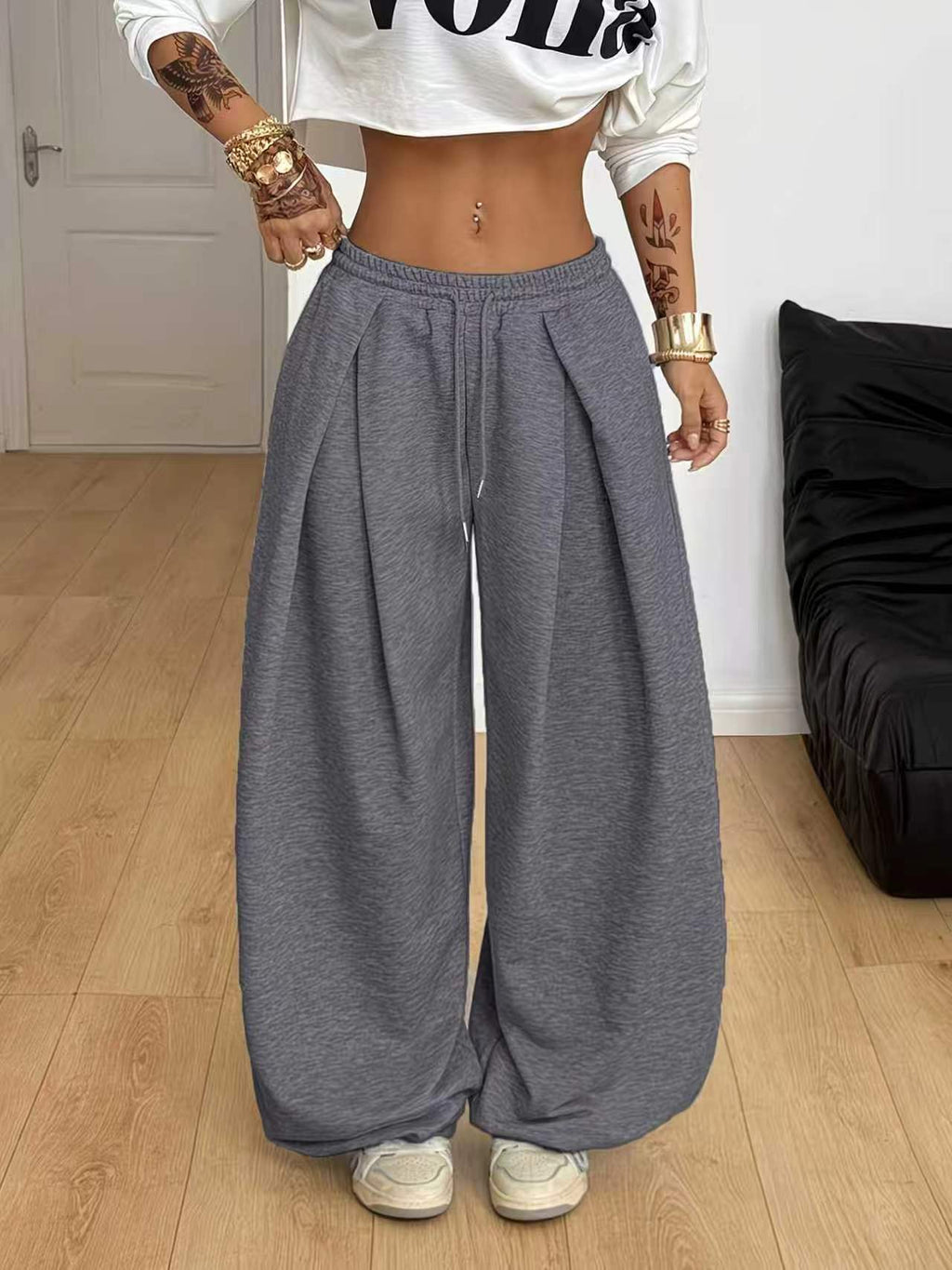 Womens High Waisted Loose Wide Leg Sweatpants