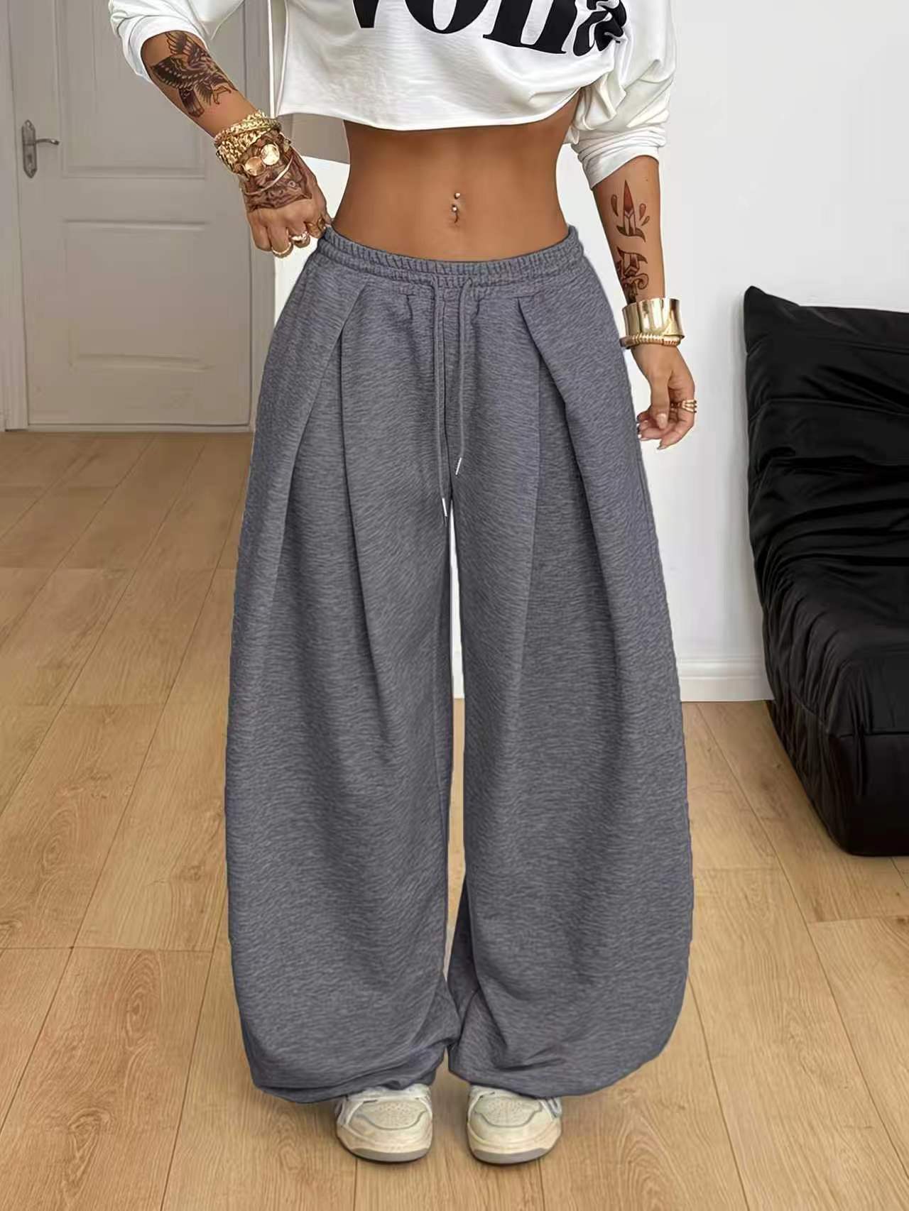 Womens High Waisted Loose Wide Leg Sweatpants
