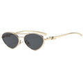 Metal double-bridge triangular sunglasses