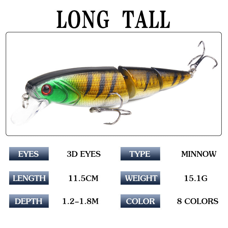 8-Color Colorful Three-Section Lure  Fishing Gear Products