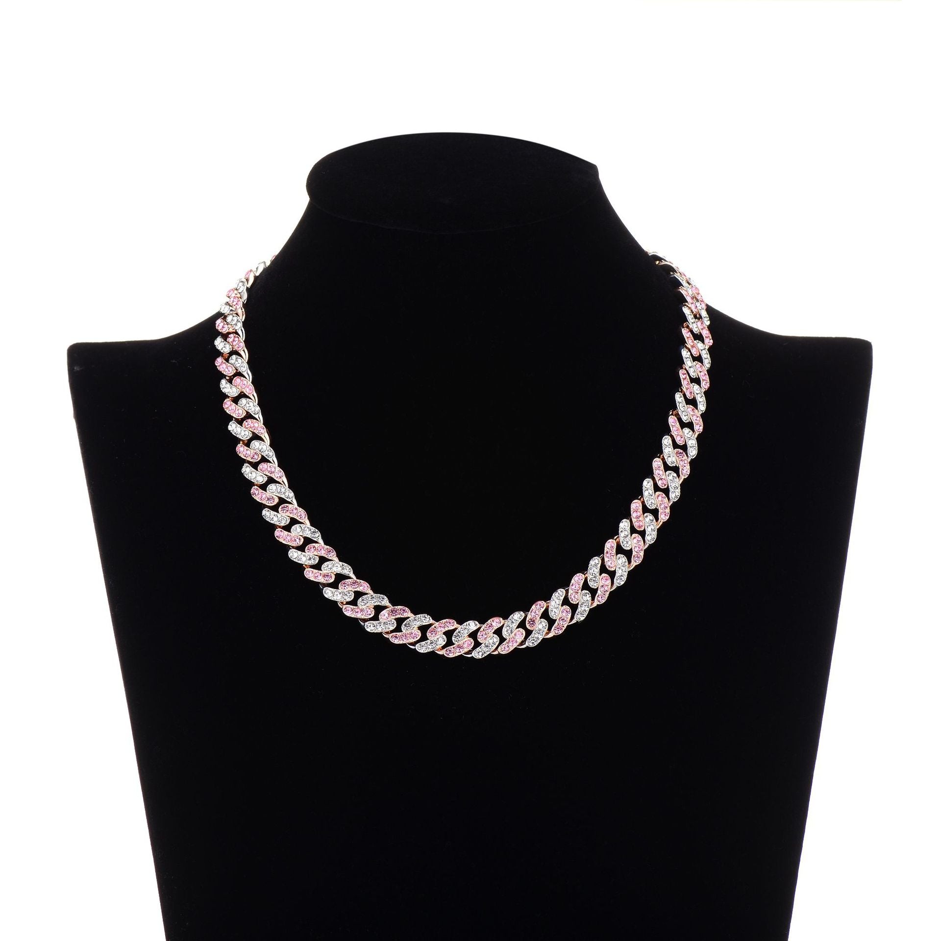Hiphop Dual-Tone Diamond Necklace Bracelet