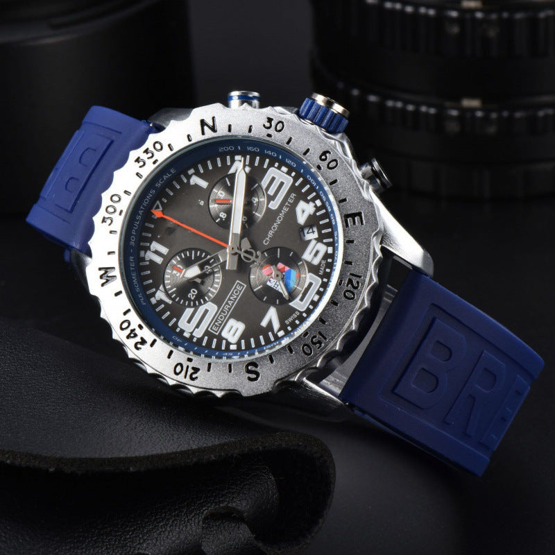 Men's Chronograph Quartz Watch with Silicone Band