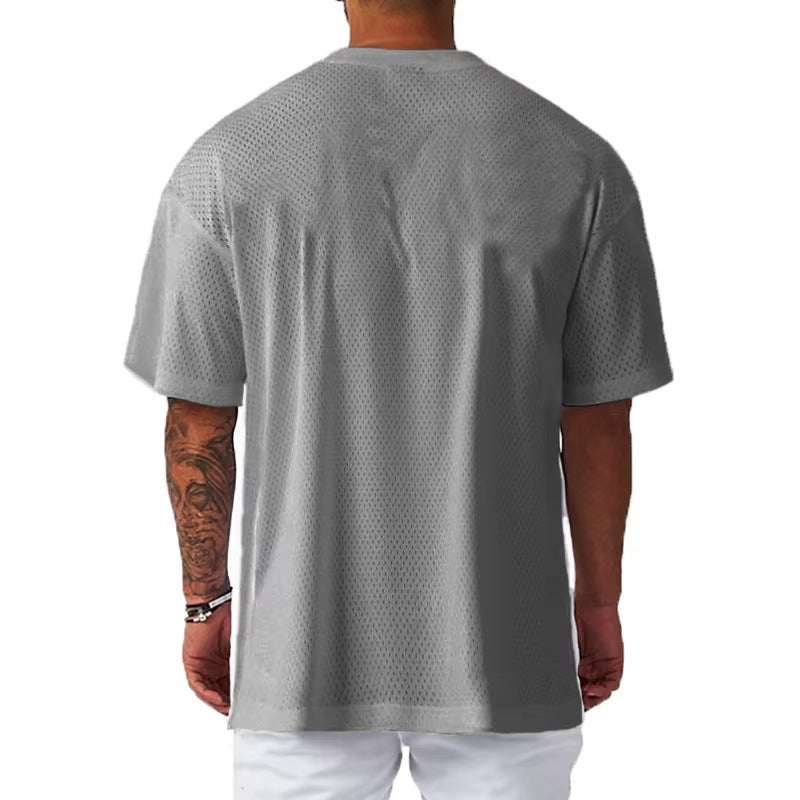 Loose Fit Mens Printed T-Shirt Gym Casual Short Sleeve Shirt