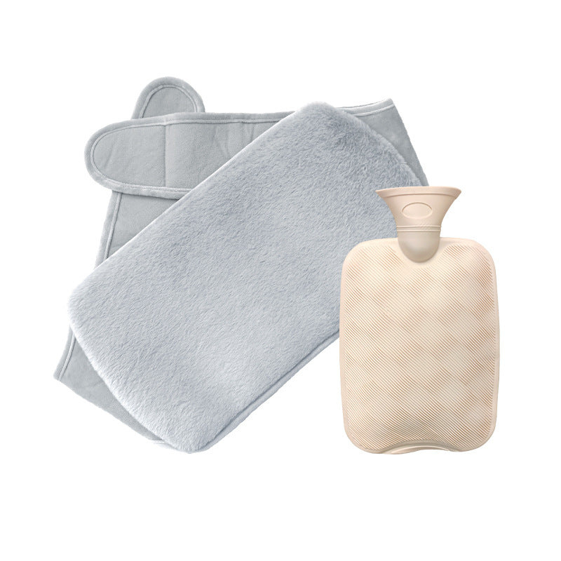 Cross-border in stock 2L water filling hot water bag imitation rabbit plush lengthened waist support filling warm belly PVC warm water bag