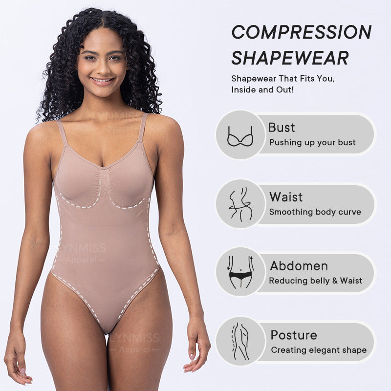 Seamless Wide Strap Slimming Body Shaper Thong