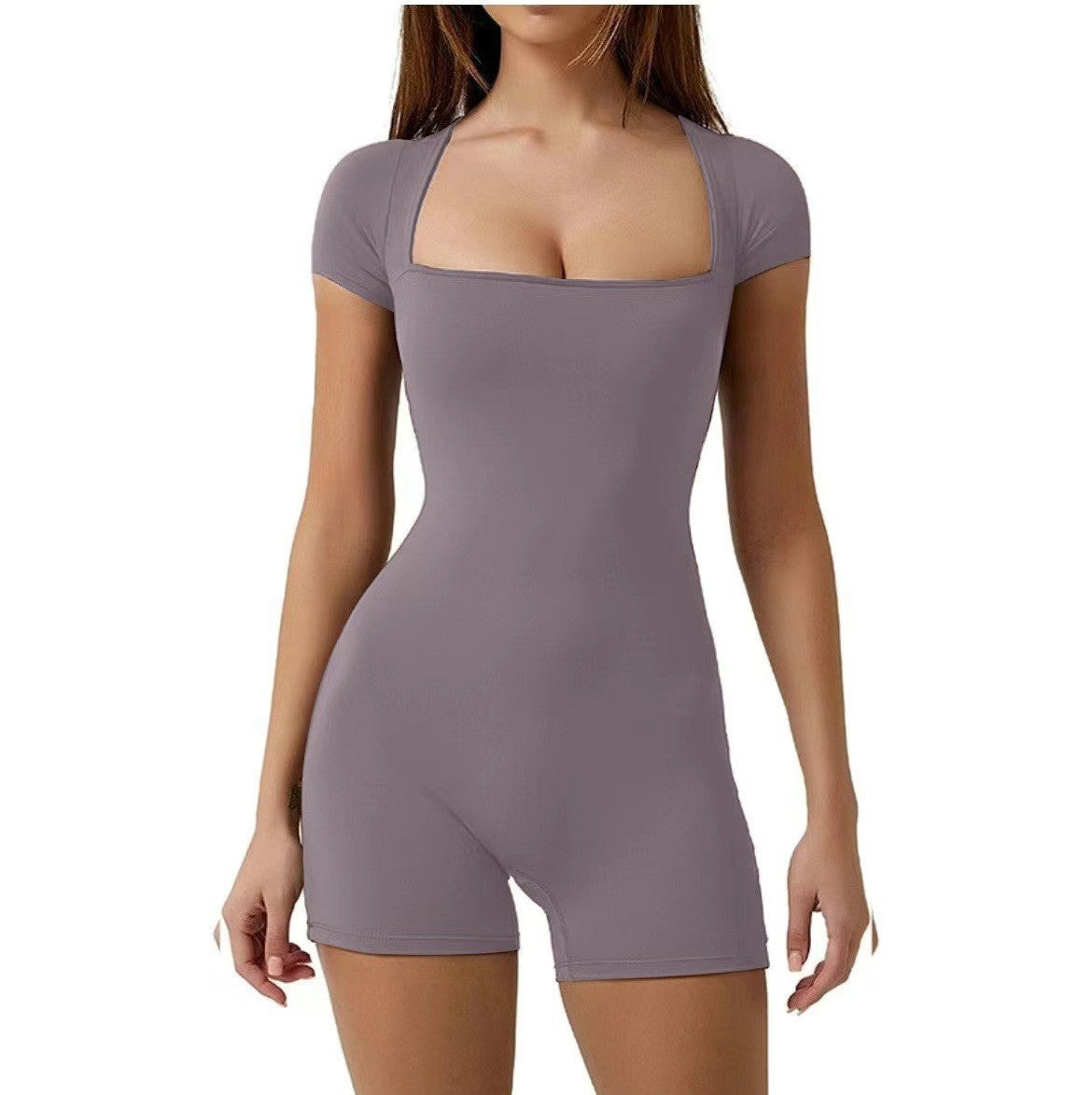 Short-Sleeved One-Piece Yoga Clothes Casual Sports Jumpsuits Waist Shapewear