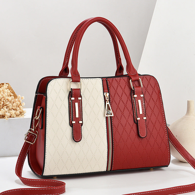 Color-Blocking Women Handbag Large Tote