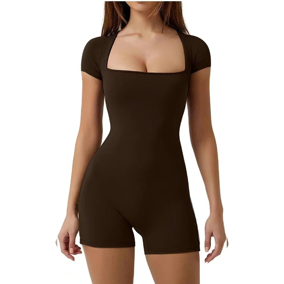 Short-Sleeved One-Piece Yoga Clothes Casual Sports Jumpsuits Waist Shapewear