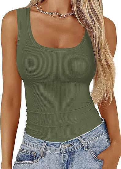 Womens Ribbed Sleeveless Tank Top
