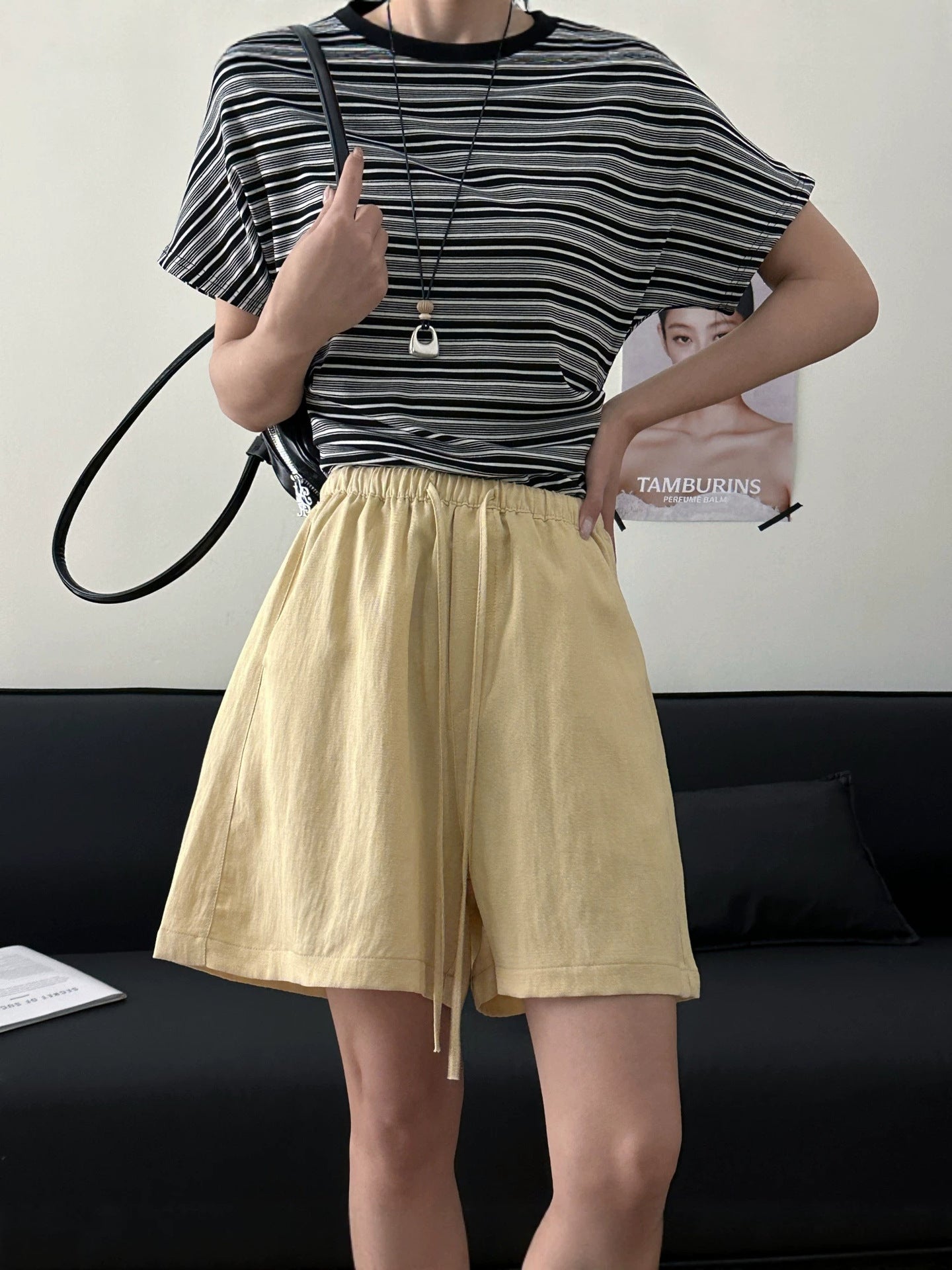 Women's Linen Blend Drawstring Shorts