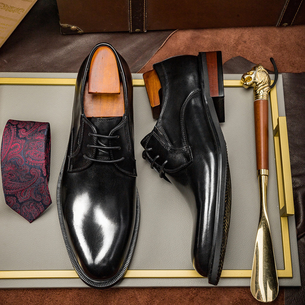 Mens Classic Derby Leather Shoes