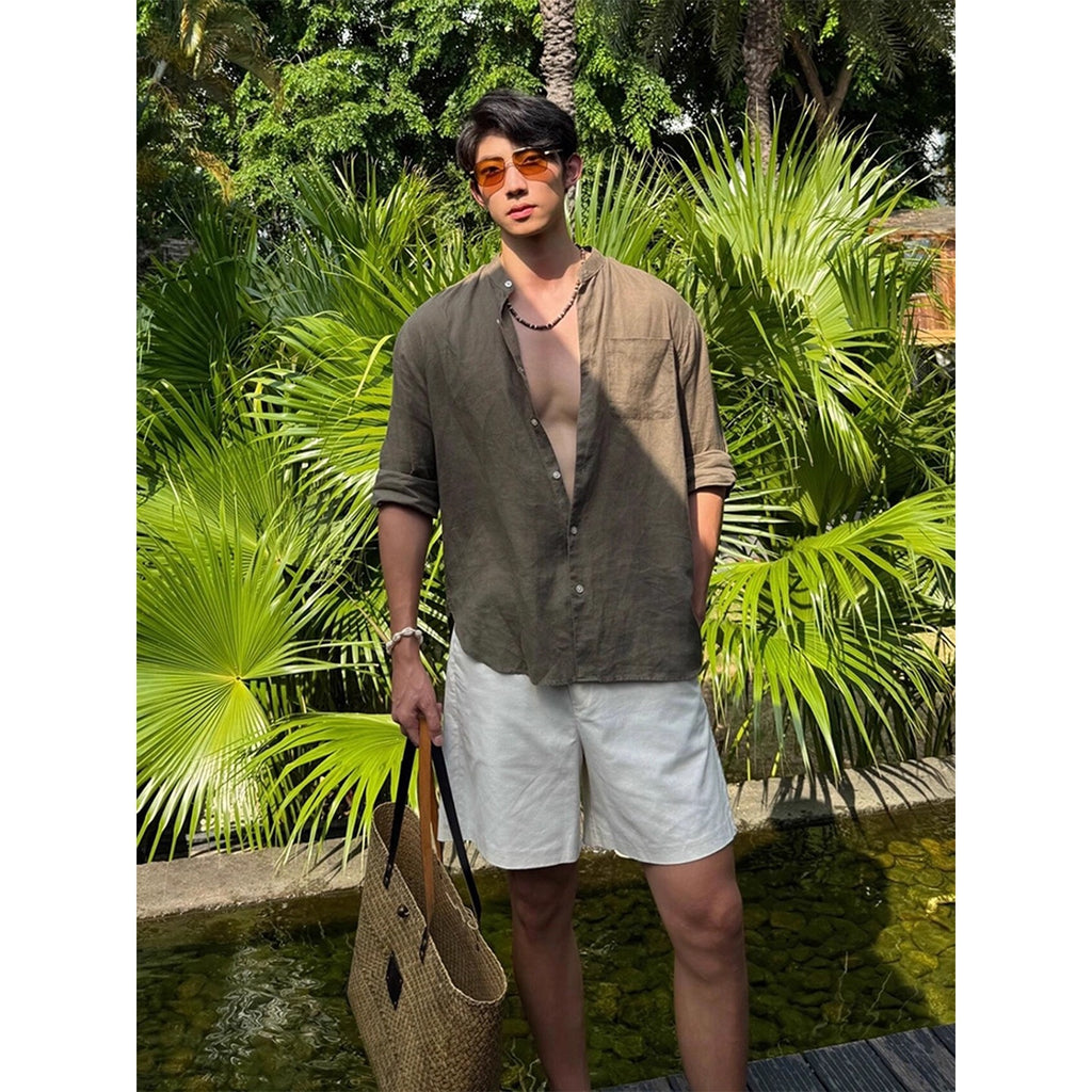 Mens Quick Dry Linen Shirt and Shorts Set