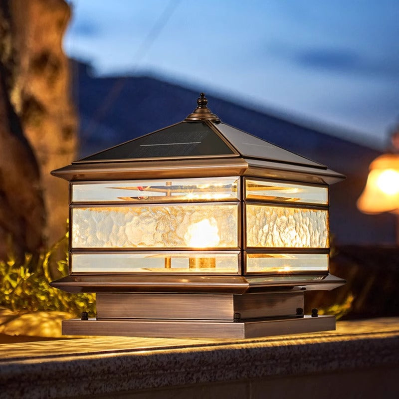Solar Waterproof Copper Outdoor Pillar Lamp