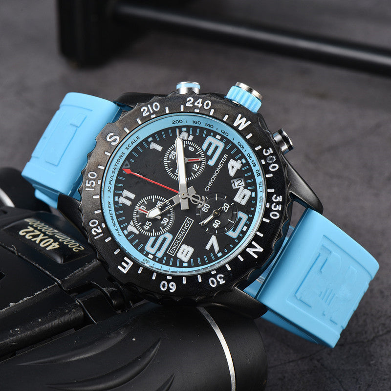 Men's Chronograph Quartz Watch with Silicone Band