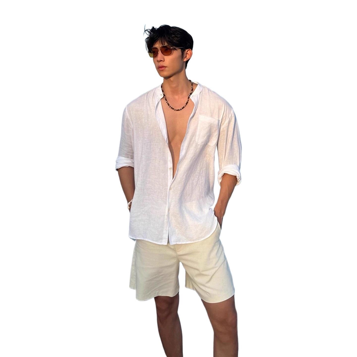 Mens Quick Dry Linen Shirt and Shorts Set