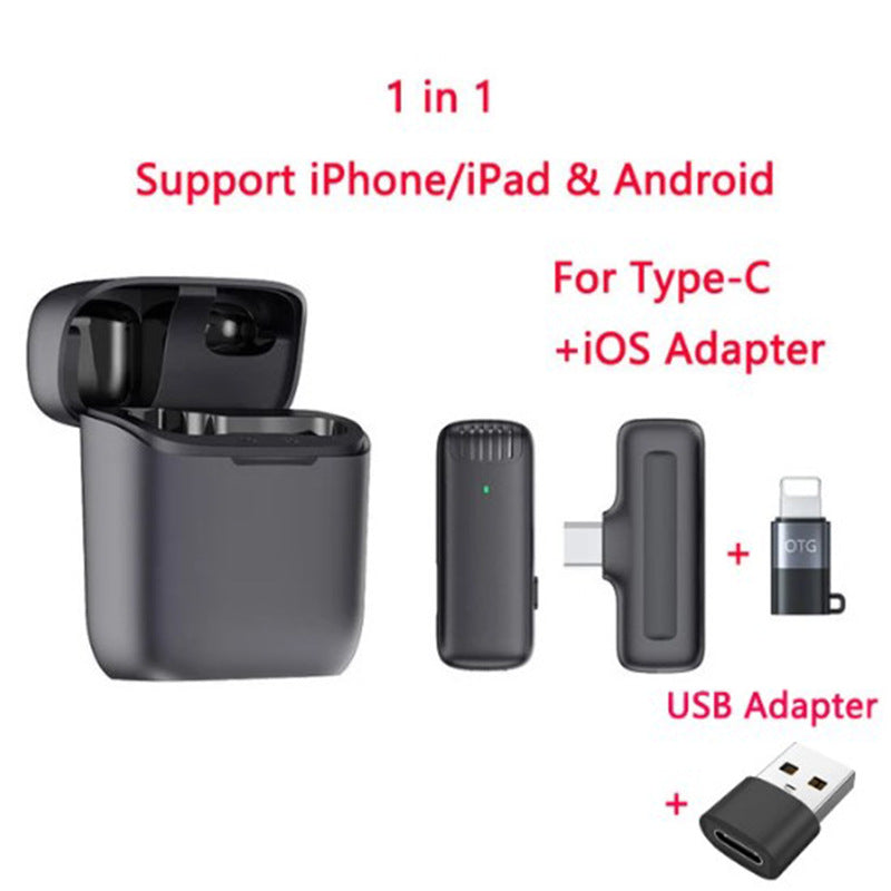Wireless Lavalier Microphone with Charging Case for Mobile Recording