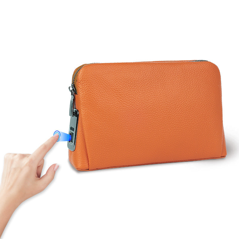 Smart Fingerprint Lock Leather Clutch Bag