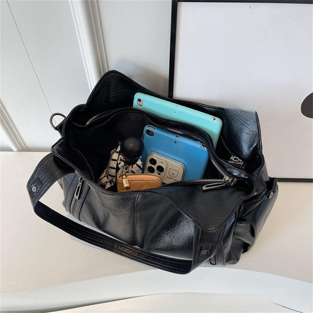 Retro PU Leather Tote Bag with Adjustable Strap