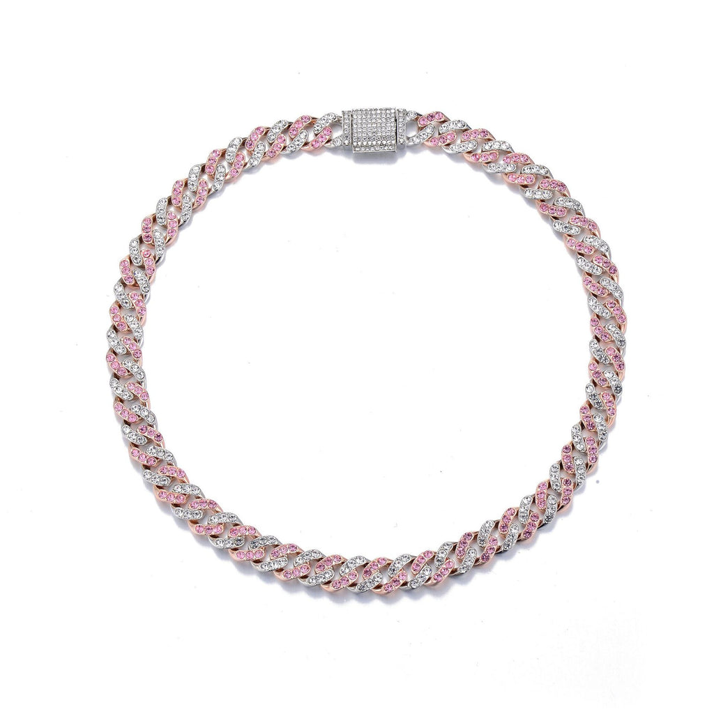 Hiphop Dual-Tone Diamond Necklace Bracelet