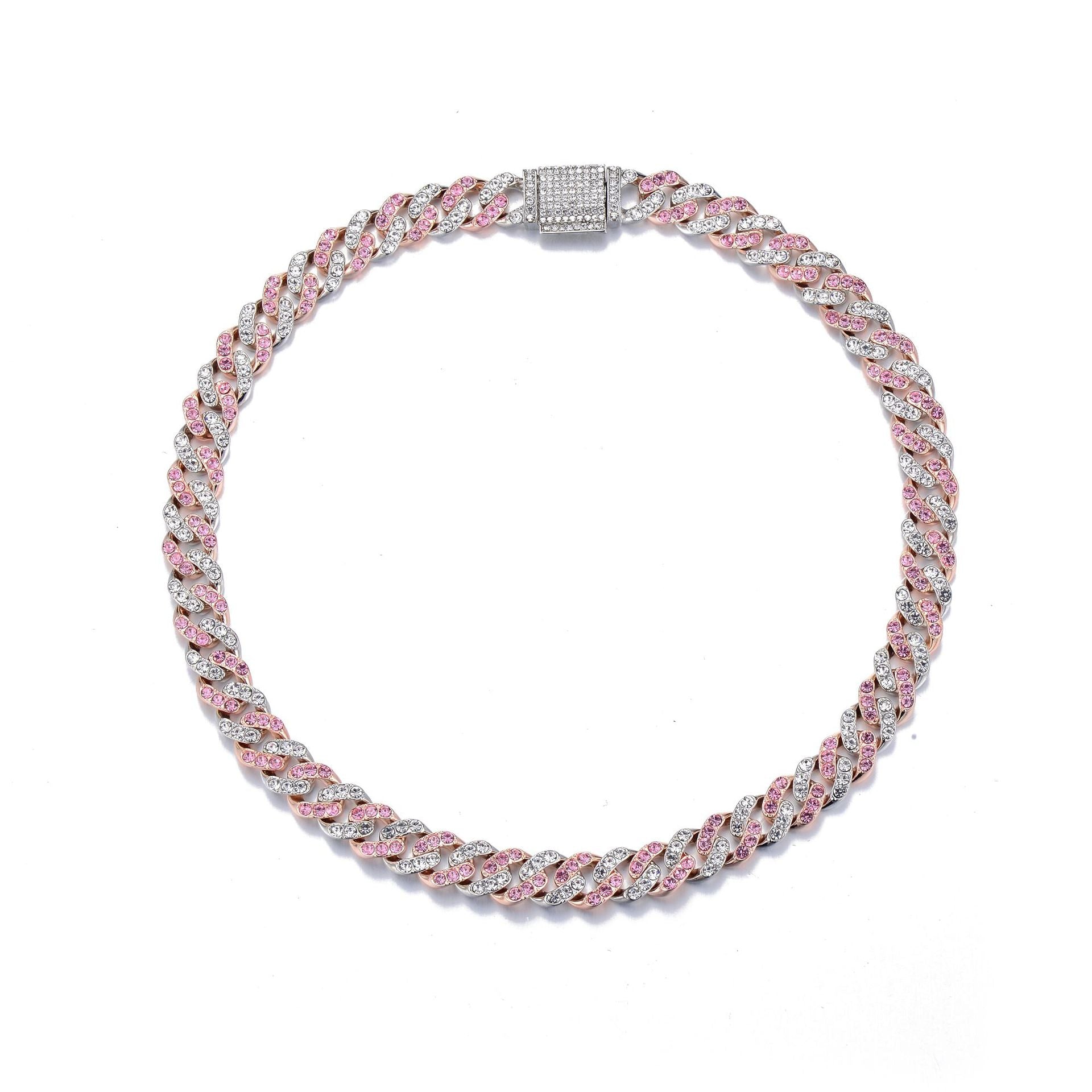 Hiphop Dual-Tone Diamond Necklace Bracelet
