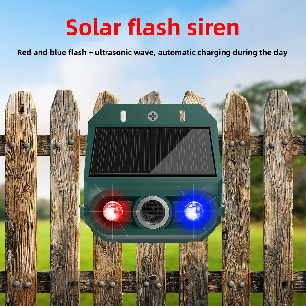Solar Powered Animal Deterrent with Ultrasonic and Flash Technology