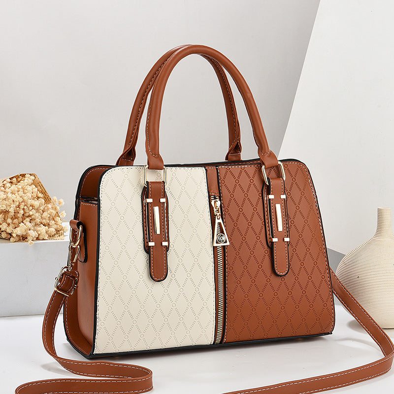 Color-Blocking Women Handbag Large Tote