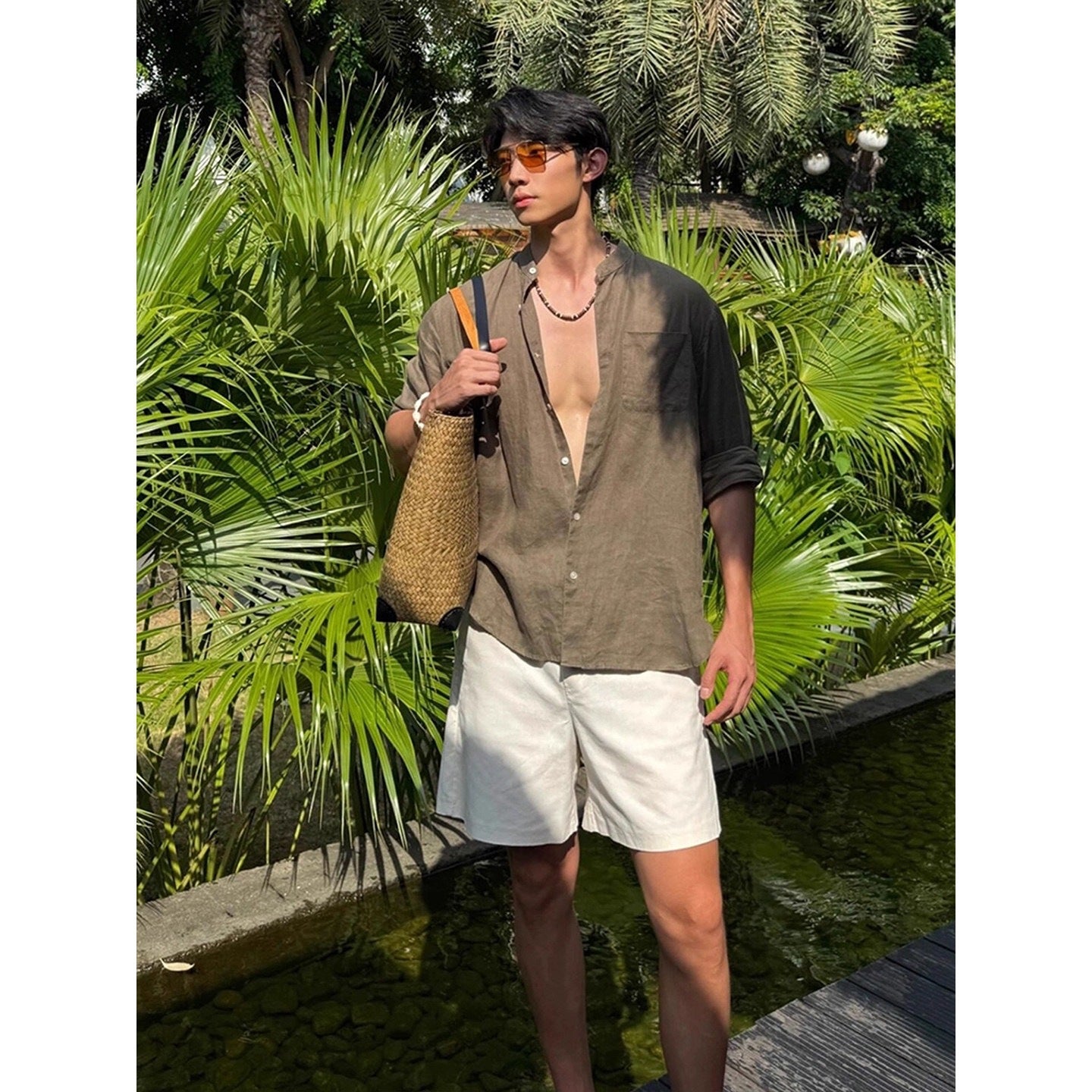 Mens Quick Dry Linen Shirt and Shorts Set