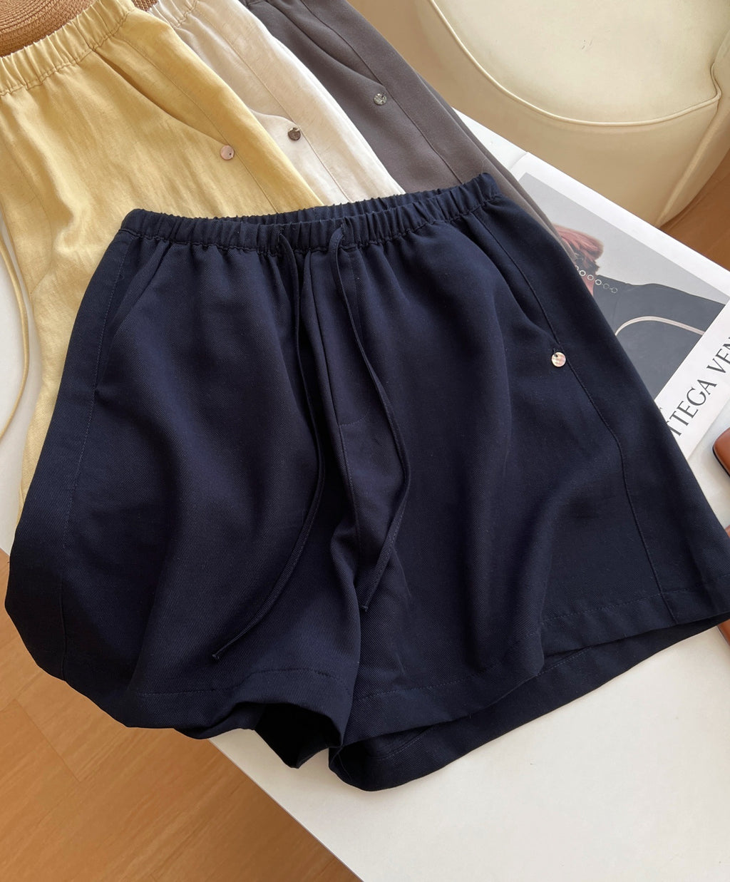 Women's Linen Blend Drawstring Shorts