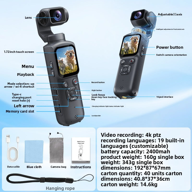 4K Handheld Sports Camera with Face Tracking