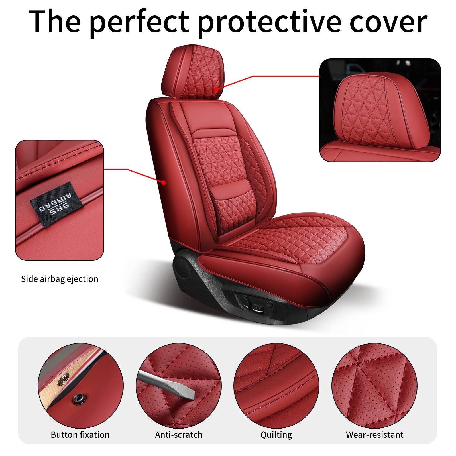 Leather Car Seat Cover with Lumbar Support
