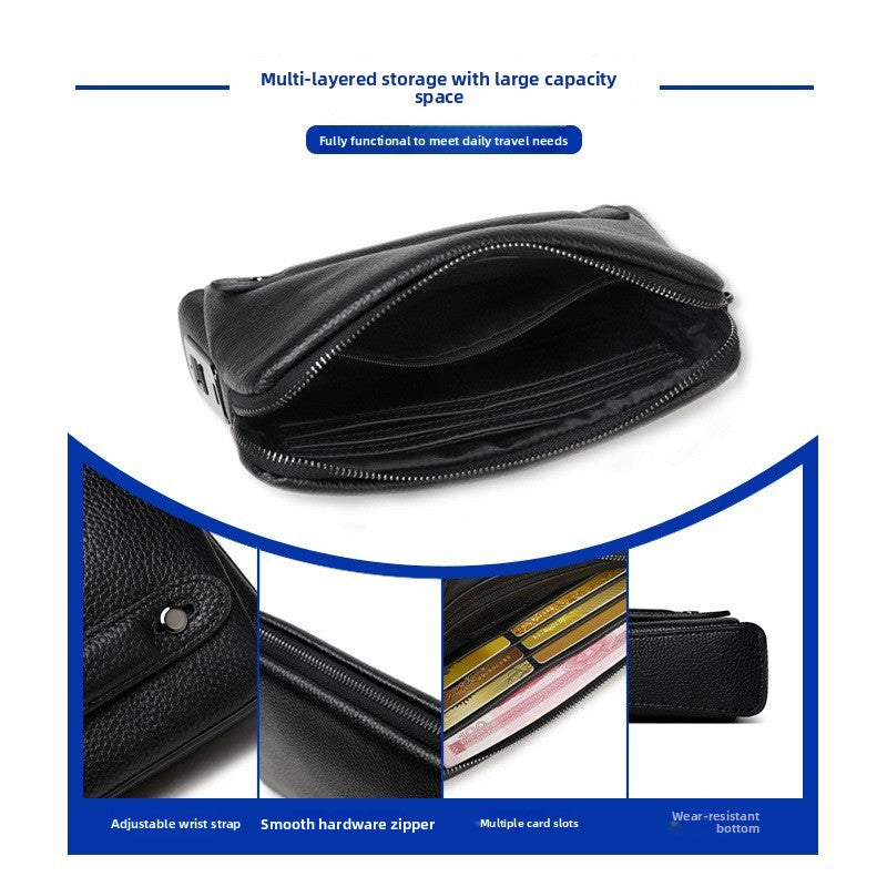 Smart Fingerprint Lock Leather Clutch Bag
