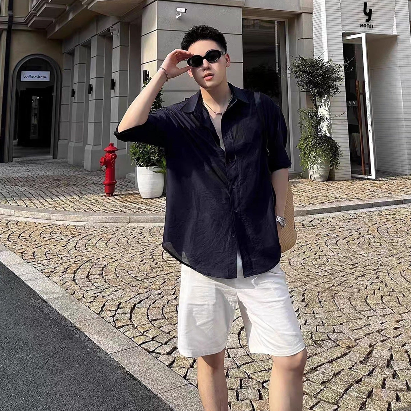 Mens Quick Dry Linen Shirt and Shorts Set