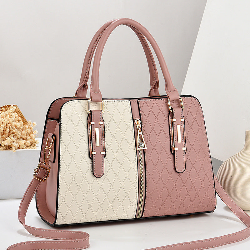 Color-Blocking Women Handbag Large Tote