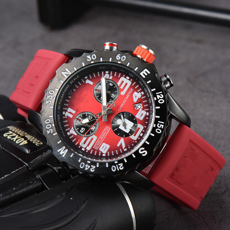 Men's Chronograph Quartz Watch with Silicone Band