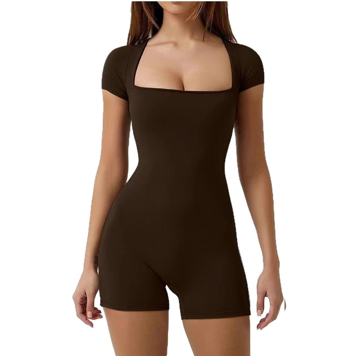 Short-Sleeved One-Piece Yoga Clothes Casual Sports Jumpsuits Waist Shapewear