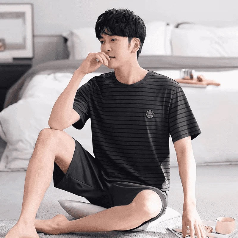 Mens Modal Summer Pajamas Short Sleeve Homewear