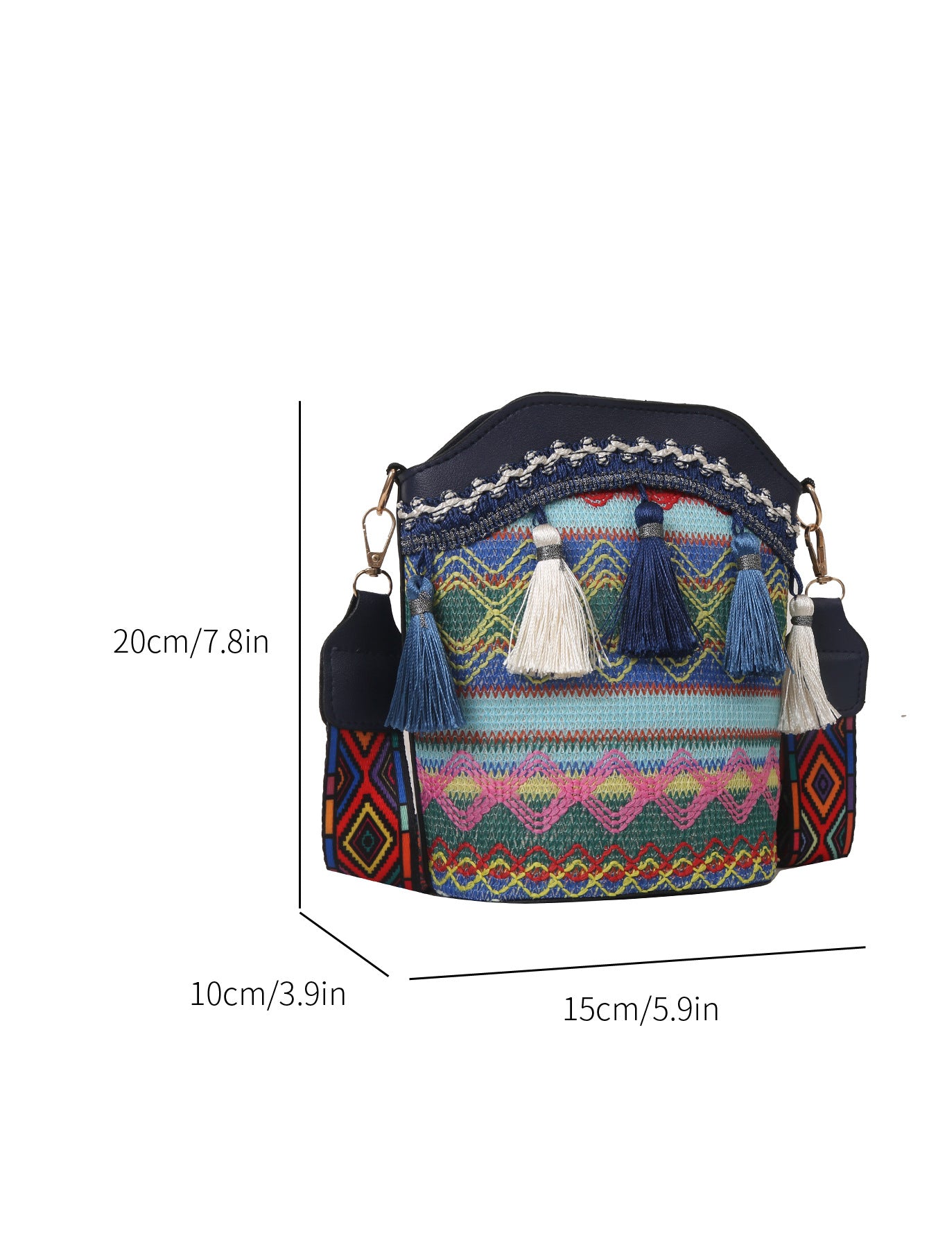 Ethnic-style tassel bucket bag, woven versatile crossbody and shoulder bag