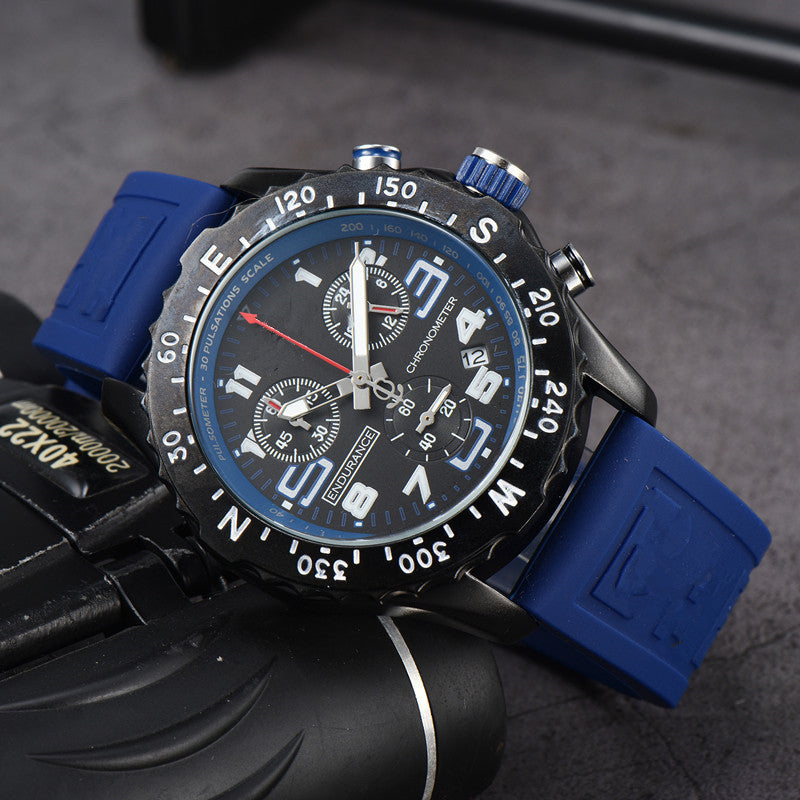 Men's Chronograph Quartz Watch with Silicone Band
