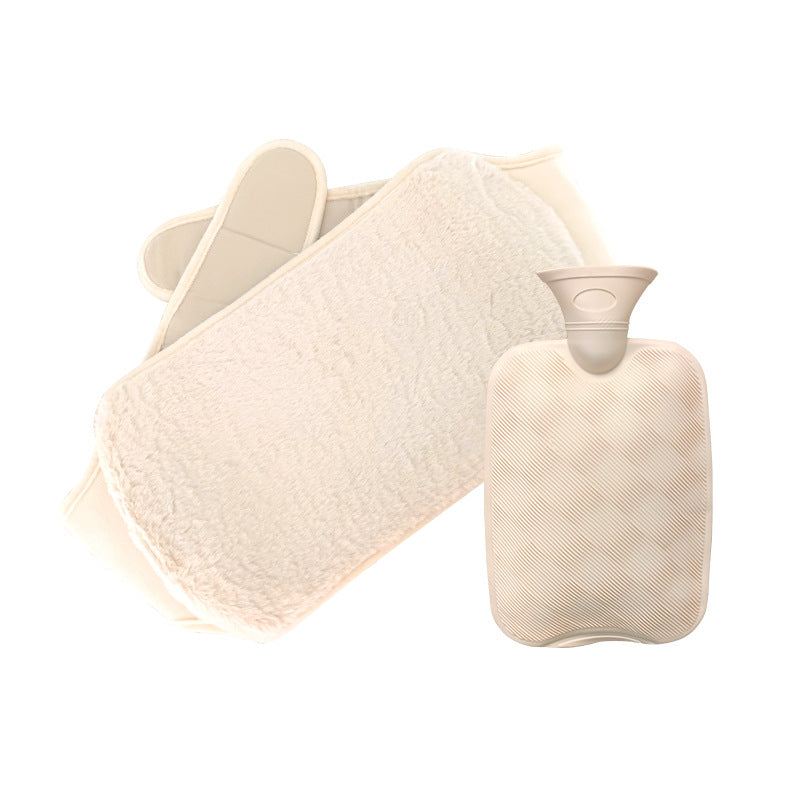 Cross-border in stock 2L water filling hot water bag imitation rabbit plush lengthened waist support filling warm belly PVC warm water bag