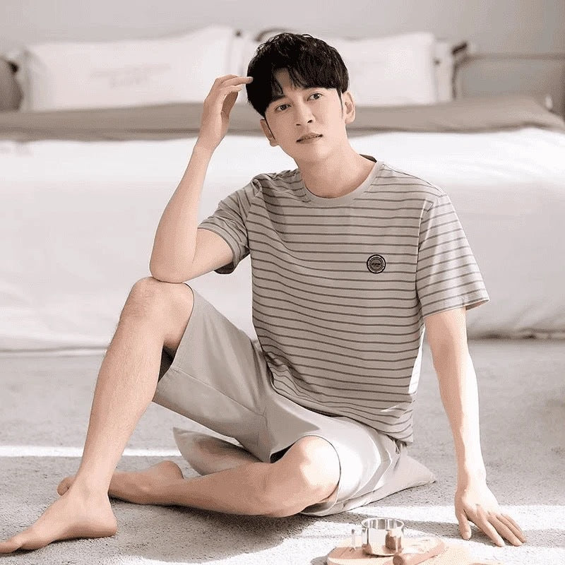Mens Modal Summer Pajamas Short Sleeve Homewear